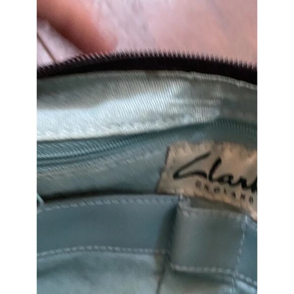 Clarks Leather Purse Pebbled Handbag Black Sling Woven Braided Bag Hobo Y2k - Picture 11 of 13